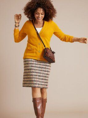 NWT Talbots A-Line Skirt - Café Tweed Size 12 Pink Black Cream Chanel Style